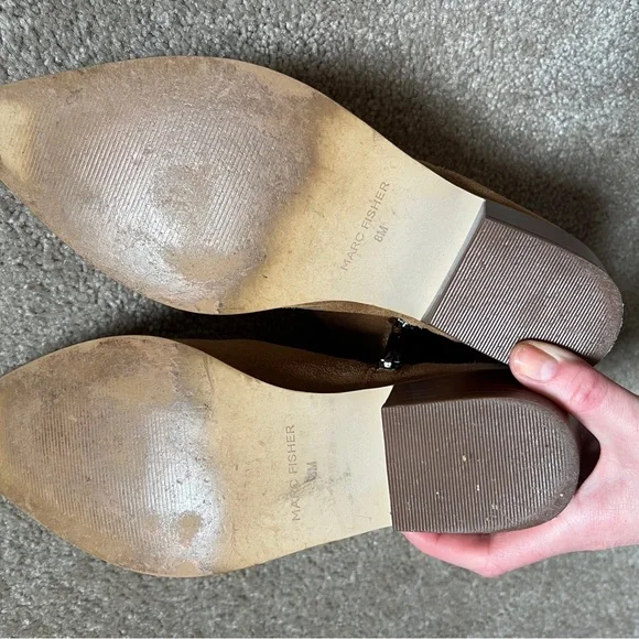 Marc Fisher Yarita Camel color Suede Leather Ankle Boots Size 8 - Picture 7 of 13